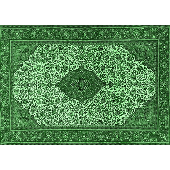 Ahgly Company Indoor Rectangle Persian Emerald Green Traditional Area Rugs, 4' x 6'