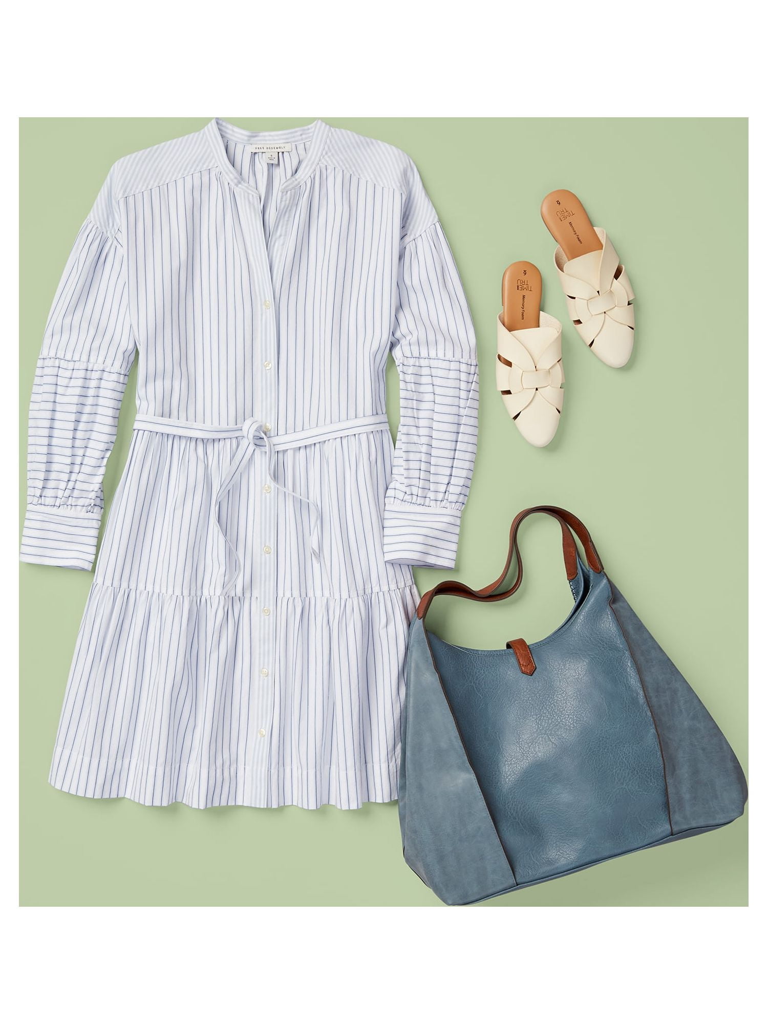 Free Assembly Women's Tiered Mini Shirt Dress with Long Sleeves, Sizes XS-XXL