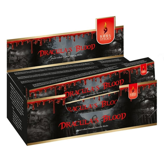 Soul Sticks Dracula's Blood | 12 Boxes of Hand Rolled Natural Incense Sticks for Space Clearing Removing Negative Energy | Bulk Incense
