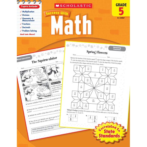 Pre-Owned Scholastic Success with Math: Grade 5 Workbook (Paperback) 0545200679 9780545200677