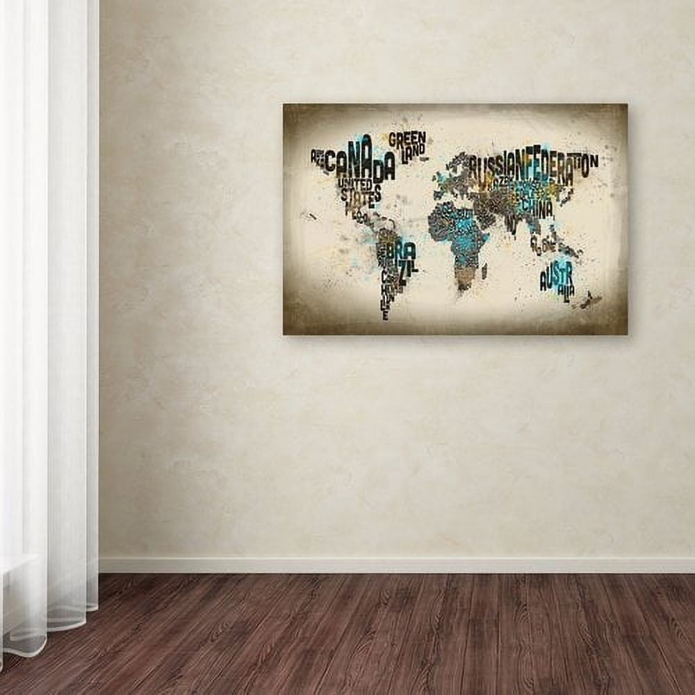 Trademark Fine Art "Map of the World Watercolor III" Canvas Art by Michael Tompsett