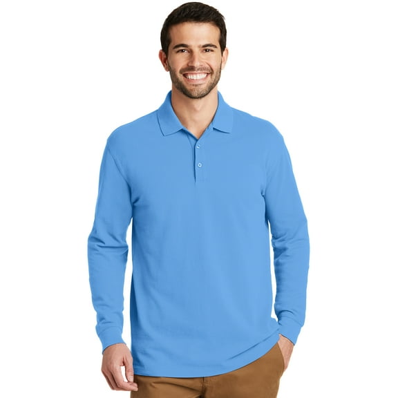 Port Authority Mens Long Sleeve Cotton Logo Polo. K8000Ls.