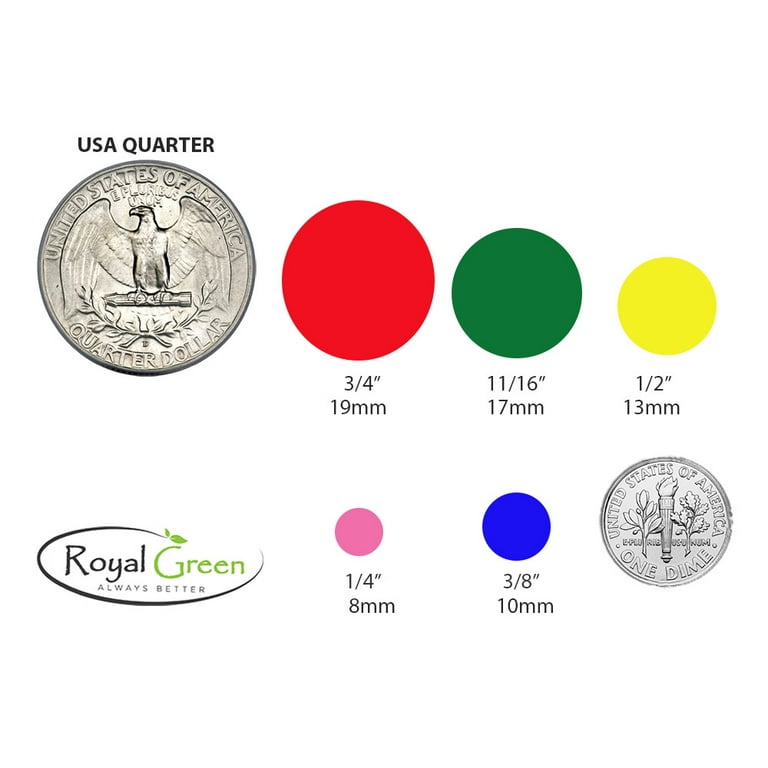 Royal Green Dot Stickers Glitter Envelope Seals 3/4 inch Round Red Labels 0.69 inch - 720 Pack