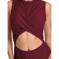 thumbnail image 3 of Alove Womens Ruched One-Piece High Neck Monkini Swimwear Tie Back Bath Suit Swimsuit, 3 of 6