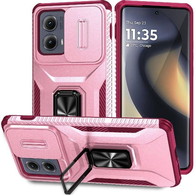 Funda para GANGXUN Motorola edge 5G 2024 - Soporte metálico, Función magnética, Rosa