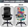 thumbnail image 4 of POLERO Stretch One Piece High Back Computer Office Chair Slipcover, Butterfly Floral Elastic Brushed Fabric Comfortable Chair Covers for Workspace Gaming, 4 of 7
