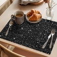 thumbnail image 3 of Star Sky Placemats Set of 8 Modern Abstract Black Starry Night Dots Pattern Place Mats Indoor Wipeable Table Mats Washable Cloth Dining Table Placemats for Kitchen Holiday Party Home Decor 13x19 Inch, 3 of 9