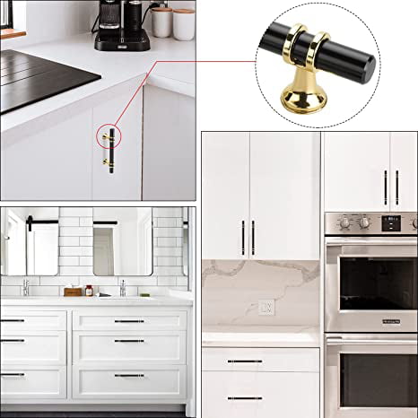 Linkaa Cabinet Handles Gold Drawer Pulls with Black Planting,Cabinet Pulls  for Kitchen Cabinet Dress…See more Linkaa Cabinet Handles Gold Drawer Pulls