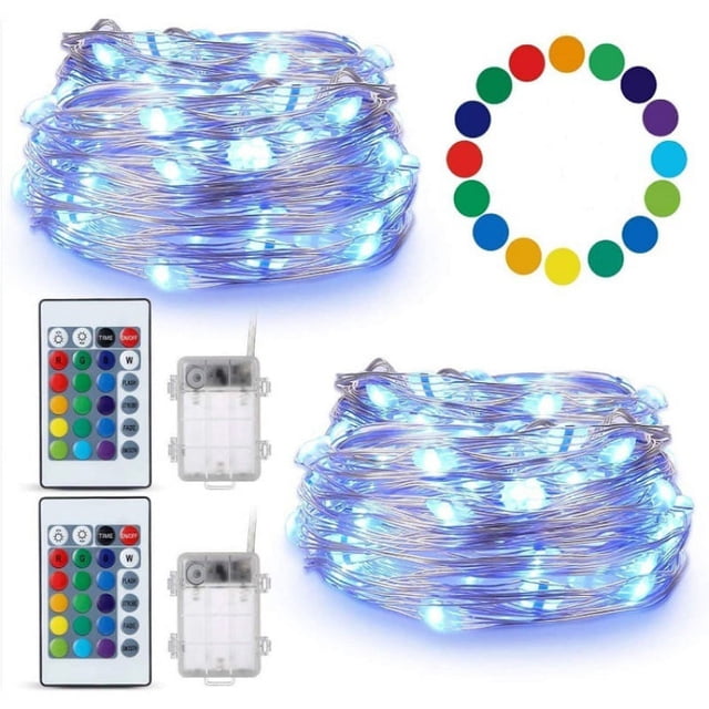 Guirnalda de luces LED de 2 piezas con cambio multicolor de luz intermitente