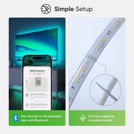 Nanoleaf - Essentials Matter 80" Smart LED Lightstrip (2m) Smarter Kit - Flexible and Trimmable - White and Colors