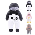 thumbnail image 4 of Coerni Toddler Baby Boys Girls Fleece Jumpsuit Boys Soft Warm Sherpa Onesie Zip Up Long Sleeve Cute Bear Hooded Winter Rompe𝐫, 4 of 4