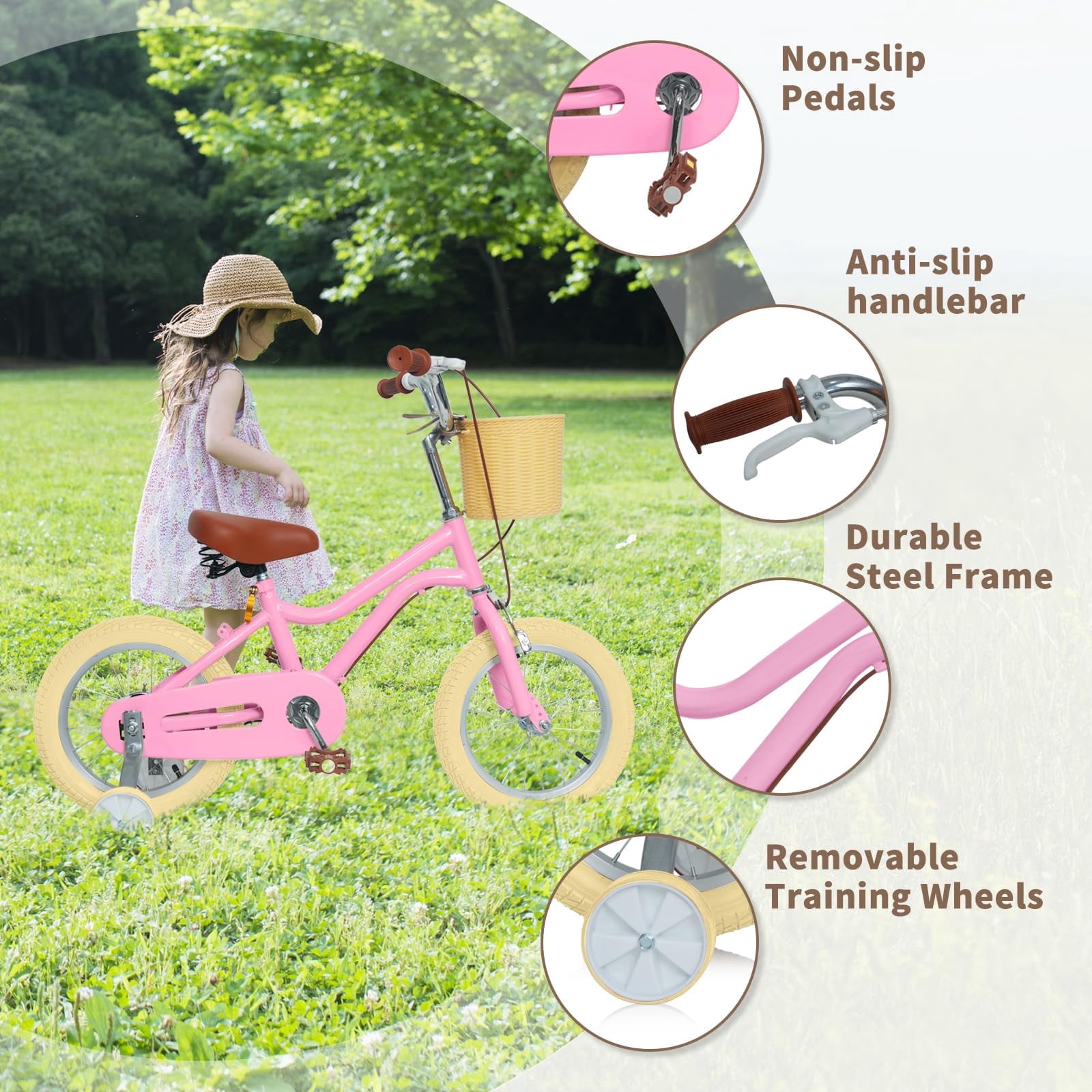 14" Kids Bikes for Girls and Boys, DEYGIA Kids' Bicycles with Training Wheels, Ages 3-5 Years