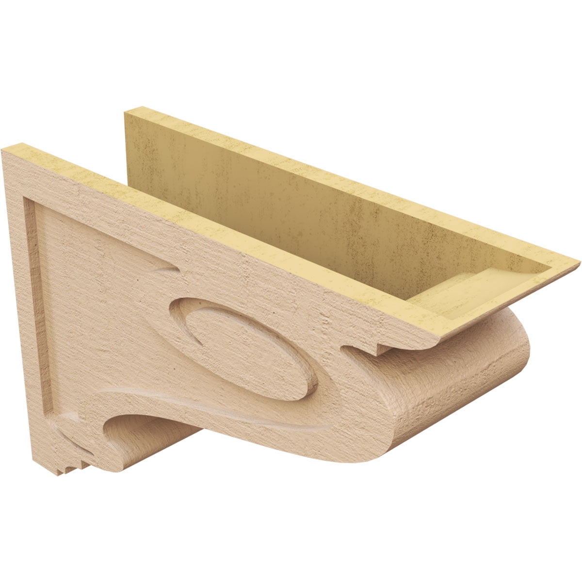 7"W x 21"D x 14"H Classic Scroll Rough Cedar Woodgrain TimberThane Corbel, Primed Tan