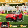 thumbnail image 2 of UBesGoo 12V Kids Ride On Car Licensed Porsche Taycan, Power Wheels Electric Car with RC, Headlights, Music - Red, 2 of 9