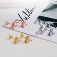thumbnail image 4 of Gold Plated Sterling Silver 3 Prong Triangle Shape Cubic Zirconia Stud Earrings, 4 of 6