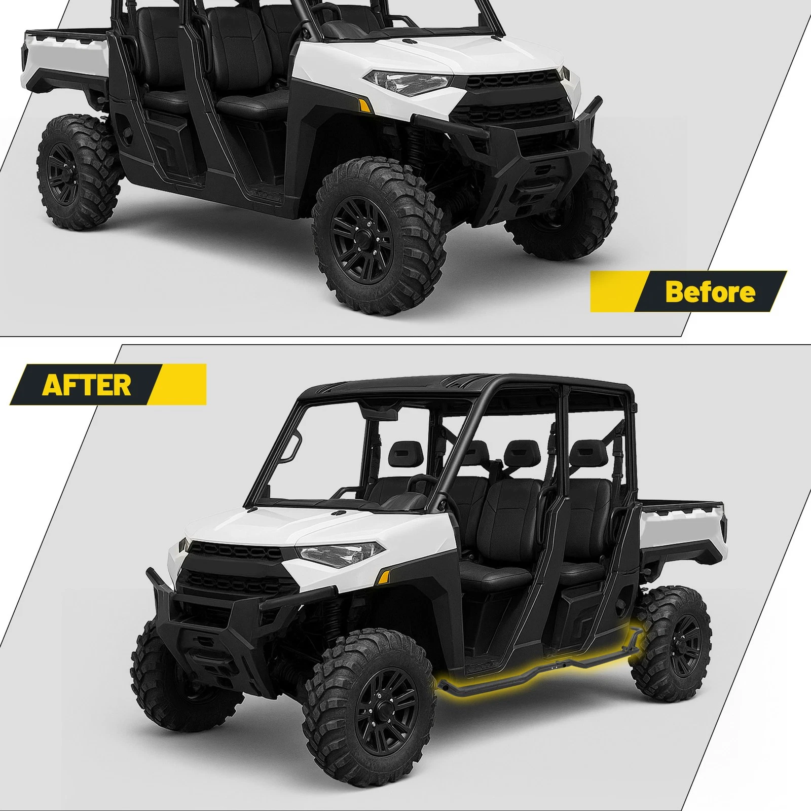 Kojem Rock Sliders Nerf Bars Side Steps for 2019-2025 Polaris Ranger Crew XP 1000 Pair