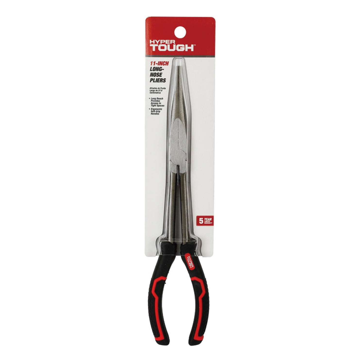 Hyper Tough 11 in Long Nose Pliers with Ergonomic Soft Grip Handles, Model 5375V