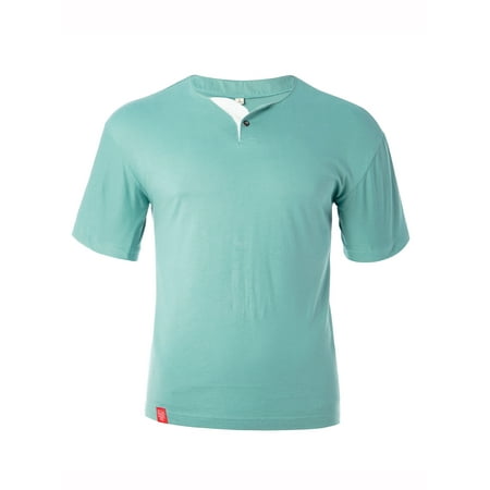 Men's Henley Short Sleeve Premium Cotton T-Shirts V Neck Tops