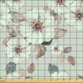 thumbnail image 2 of Ambesonne Floral Fabric by the Yard Upholstery, Delicate Pink Details Bloom, 10 Yards, Blue Grey and Coral, 2 of 5
