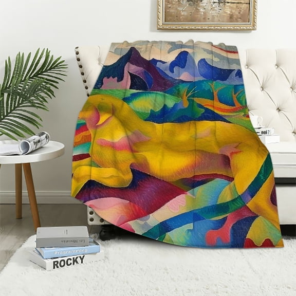 Patifu Mountains Colorful Ground Warm Lightweight Blanket Soft Fleece Throw Blanket for All Seasons 40x50in