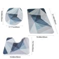 thumbnail image 3 of 3-Piece Bathroom Rug Set, Blue & Gray Geometric Pattern Non-Slip Highly Absorbent Machine Washable Toilet Mat Set for Shower Tub Decor, 3 of 8