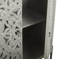 thumbnail image 5 of DecMode 32" x 42" Gray Wood Intricately Carved 1 Shelf and 2 Doors Floral Cabinet, 1-Piece, 5 of 9