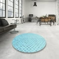 thumbnail image 4 of Ahgly Tapis Rond Lavable en Machine Intérieur Transitionnel Bleu Diamant Bleu, 4 Pieds Rond, 4 of 7