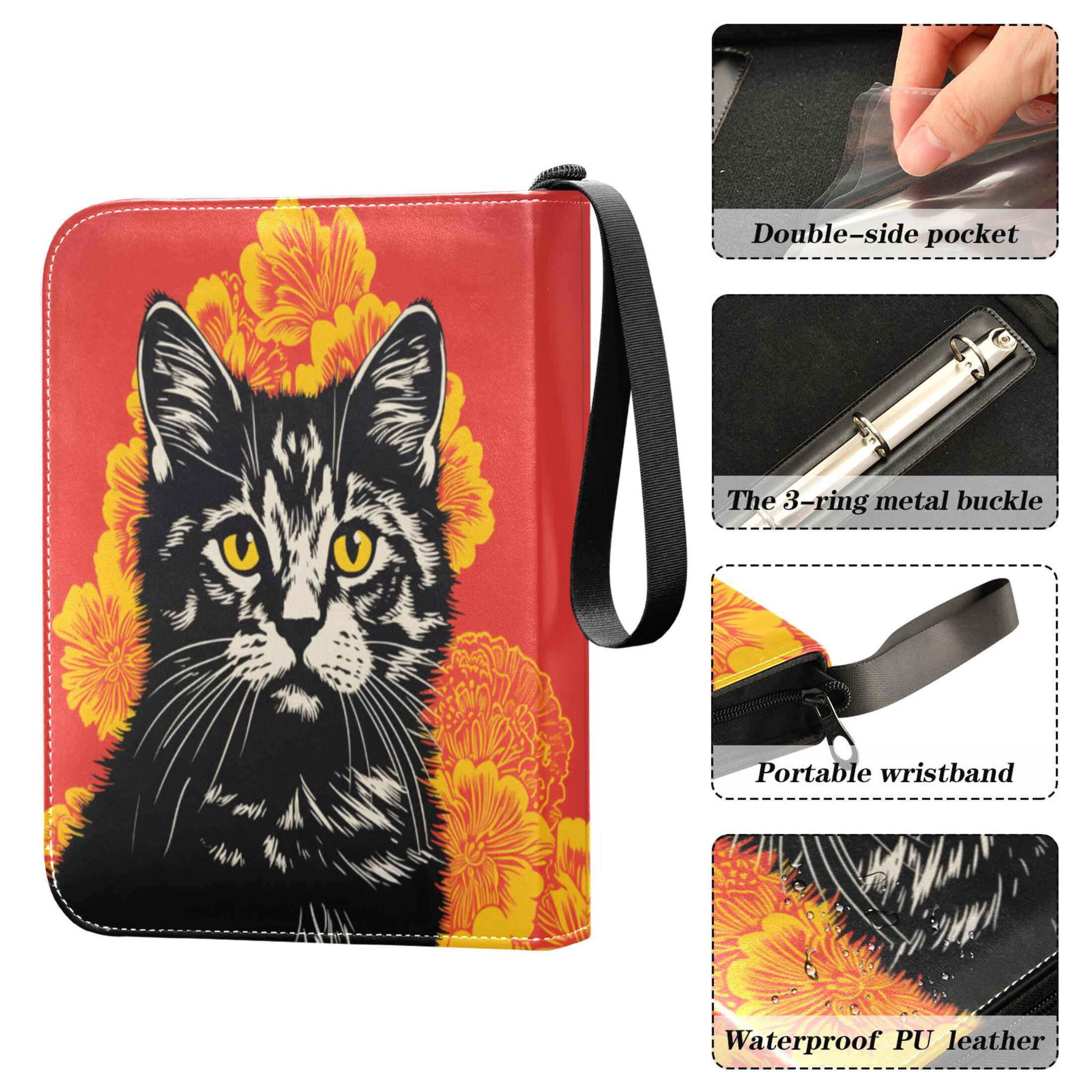 ALAZA Cool Cat Trading Card Binder 4 Pocket Cards Collection Album 400 Folder Holder