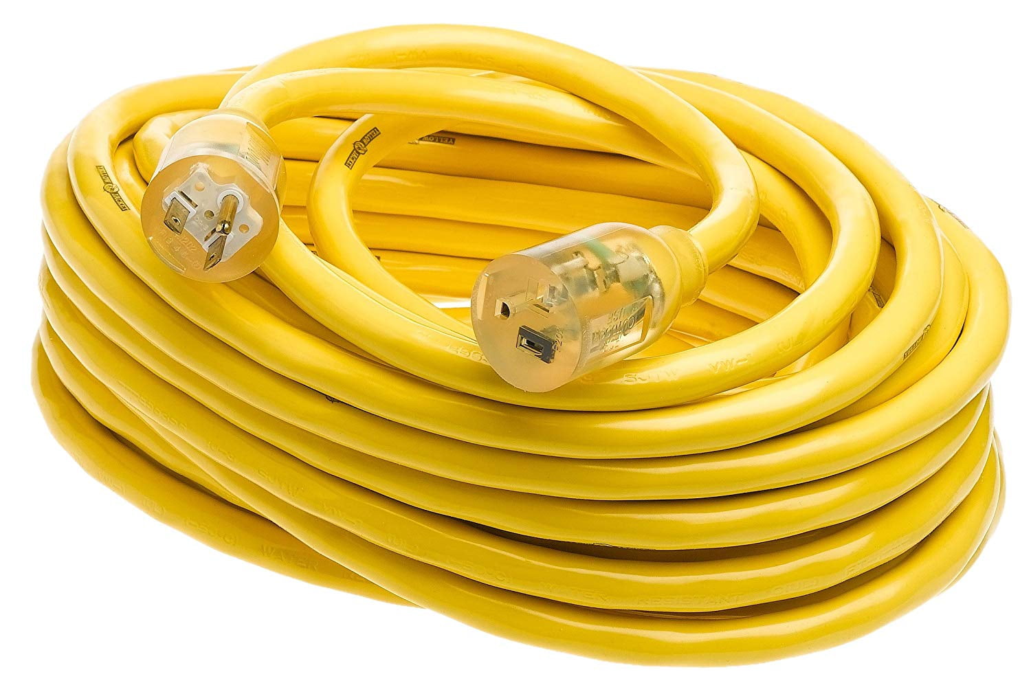 feet non-lit end 50 ft Extension Cord 16 gauge AWG Heavy Duty Yellow 50' foot 