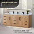thumbnail image 3 of Anais 84" Wood Vanity in Light Brown with White Composite Stone Top with Mirror, 3 of 13