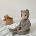 thumbnail image 6 of Newborn Baby Girl Boy Fleece Jumpsuit Cute Standing Ear Hoodie Playsuit Footie Romper Fall Winter Warm Bodysuit Outfits, 6 of 6
