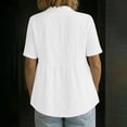 thumbnail image 6 of VJGBEGW Womens Cotton Linen Shirts Collared Button Down Blouses Casual Empire Waist Peplum Tops Short Sleeve Lightweight Summer Tunic Shirts White 3XL, 6 of 8