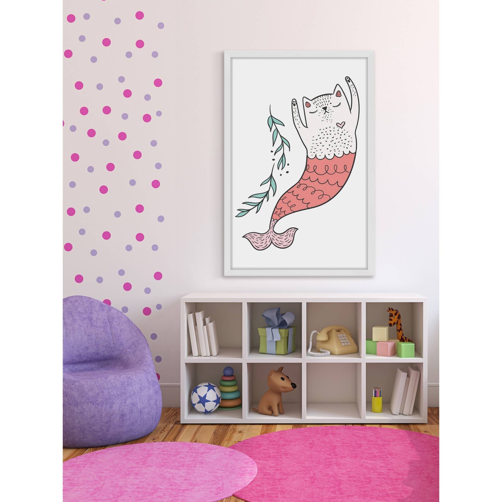 "Purrmaid 03" Framed Painting Print