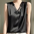 thumbnail image 2 of ABATAB Womens V Neck Tank Tops Ice Silk Satin Sleeveless Plain Soft Tshirts Dressy Fashion Casual Camisole Blouse, 2 of 3