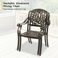 thumbnail image 2 of 2 Piece Patio Dining Chairs with Cushions, Outdoor All-Weather Cast Aluminum Chairs with Armrest, Patio Bistro Dining Chair Set of 2 for Garden Deck Backyard, Antique Bronze, 2 of 9