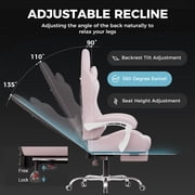 GTPLAYER Ergonomic Fabric Gaming Office Chair with Footrest, Pink