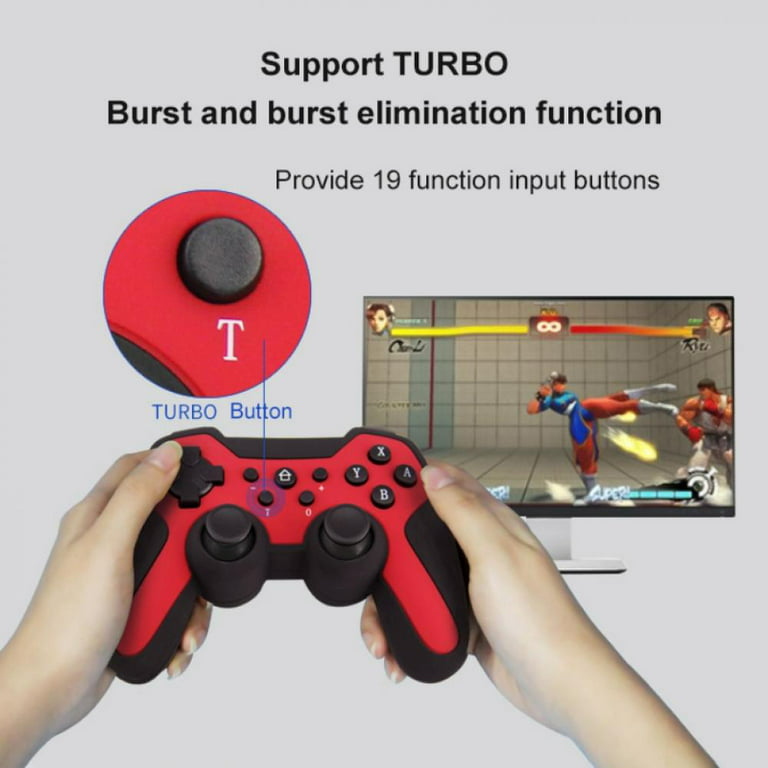 Kit 2 Controle Gamepad Bluetooth Joystick Compatível com PS3 PS4 PC Android  Ios - Vermelho+Azul