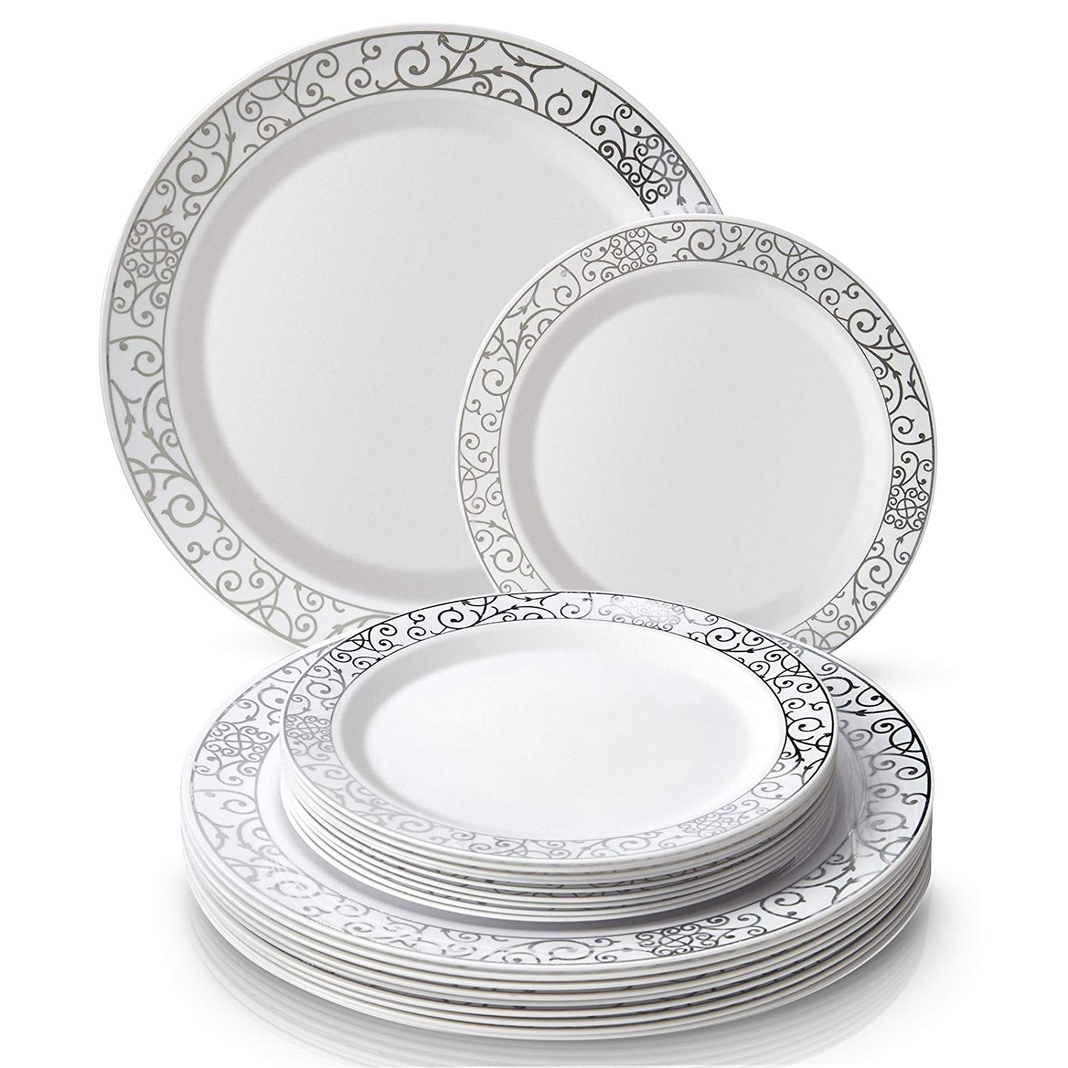40 pc Plastic Dinnerware Set , 20 Dinner Plates and 20 Side Plates