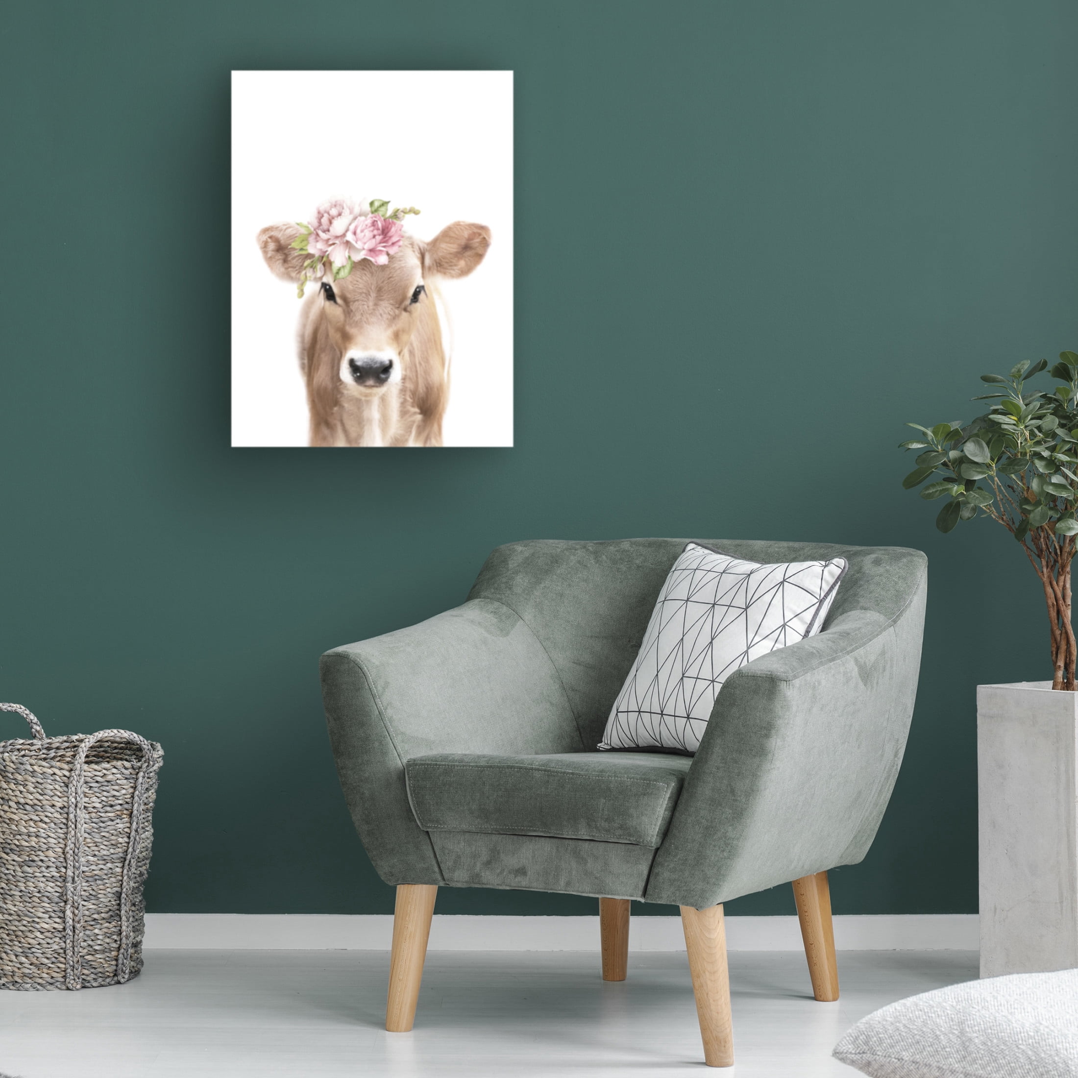 Trademark Fine Art Lola Peacock Floral Baby Calf Canvas Wall Art