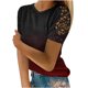 thumbnail image 2 of ICHUANYI Clearance Women Casual Printing Round-Neck Lace Hollow Out Short Sleeve Pullover Slimming Blouse T-shirt Tops(Red, L) ICHUANYI WER2023080801650, 2 of 5