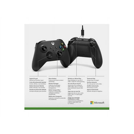 Microsoft - Xbox Wireless Controller for Windows Devices, Xbox Series X, Xbox Series S, Xbox One + USB-C Cable - Carbon Black