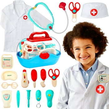 Best Choice Products Pretend Play Doctor Kit, Boys & Girls Doctor Outfit w/ 18 Accessories, Coat, Hat, Carrying Case