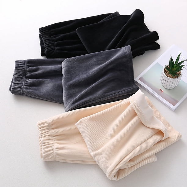 Pantalones de pierna ancha para mujer, pantalones de cintura alta con forro polar grueso y polar de leche, pantalones casuales rectos y sueltos