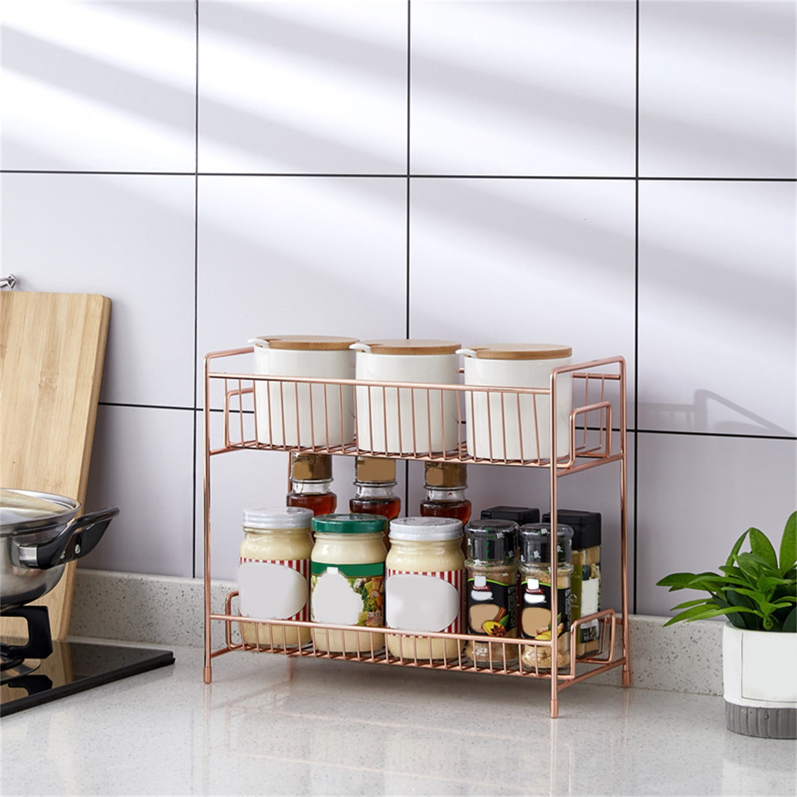 olkpmnmk Bathroom Organizers And Storage,Bathroom Shelves,2-Tier Cabinet Storage Rack, Suitable For Kitchen/Bathroom Countertop Storage,Organization And Storage,Accessories