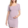 thumbnail image 2 of Ovzne Robes pour Femmes 2025 Robe pour Femme Jupe de Maternité Plissée Imprimée à la Mode pour Femme à Manches Courtes Col Rond Robe Mi-Mollet Robe de Printemps à Manches Courtes Imprimée Liquidation, 2 of 7