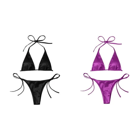 2-Pack Women Bandeau Bandage Bikini Set Push Up Brazilian Swimwear Beachwear Swimsuit Bikiniwear Bikini Tops for Women Large Bust Knot Bikini Top Bikini Wax Strips Bride Bikini Strapless Bikini