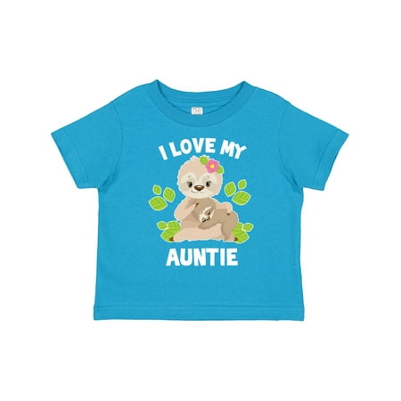 

Inktastic Cute Sloth I Love My Auntie with Green Leaves Gift Toddler Boy or Toddler Girl T-Shirt