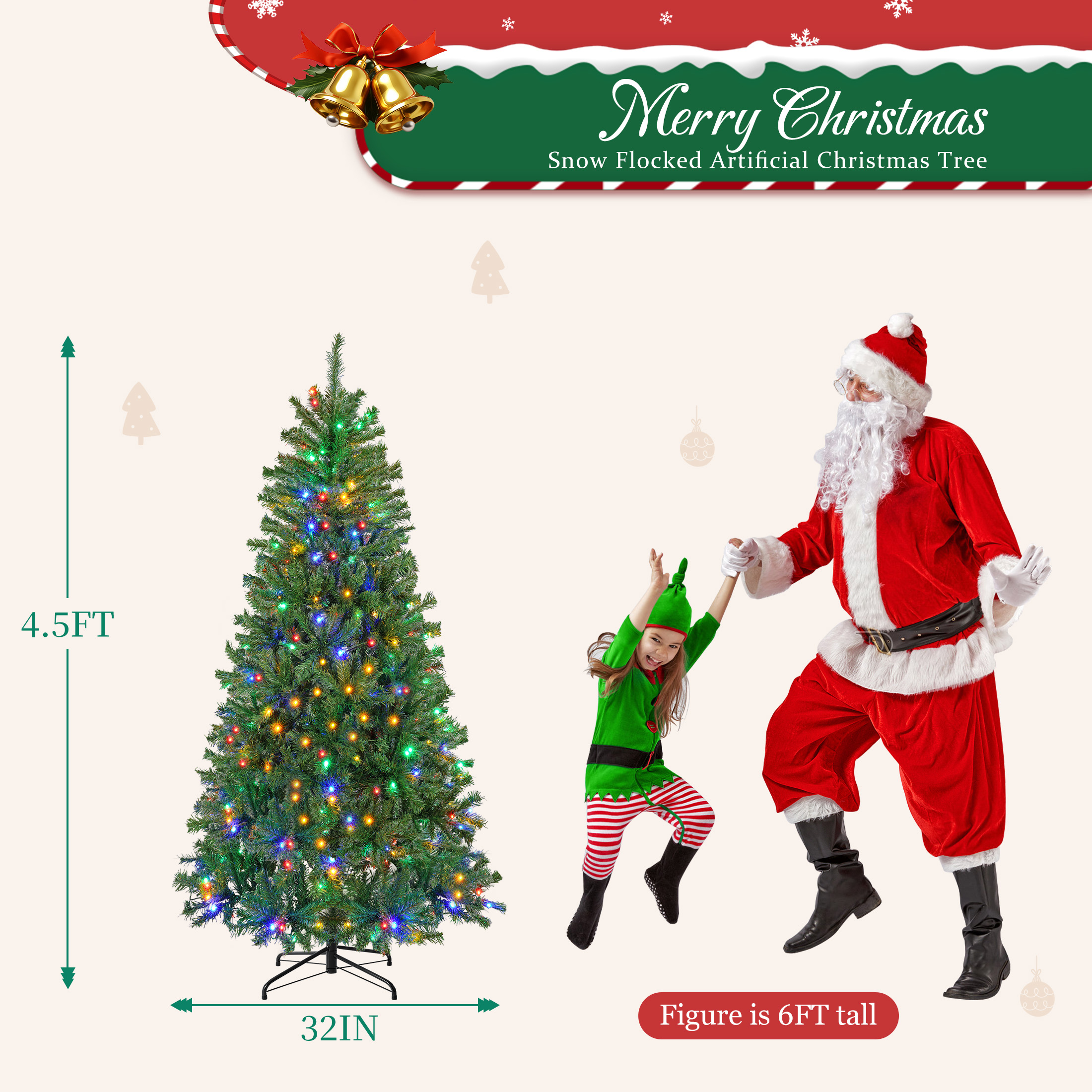 EDX 4.5 Ft Pre-Lit Artificial Christmas Tree photo 8