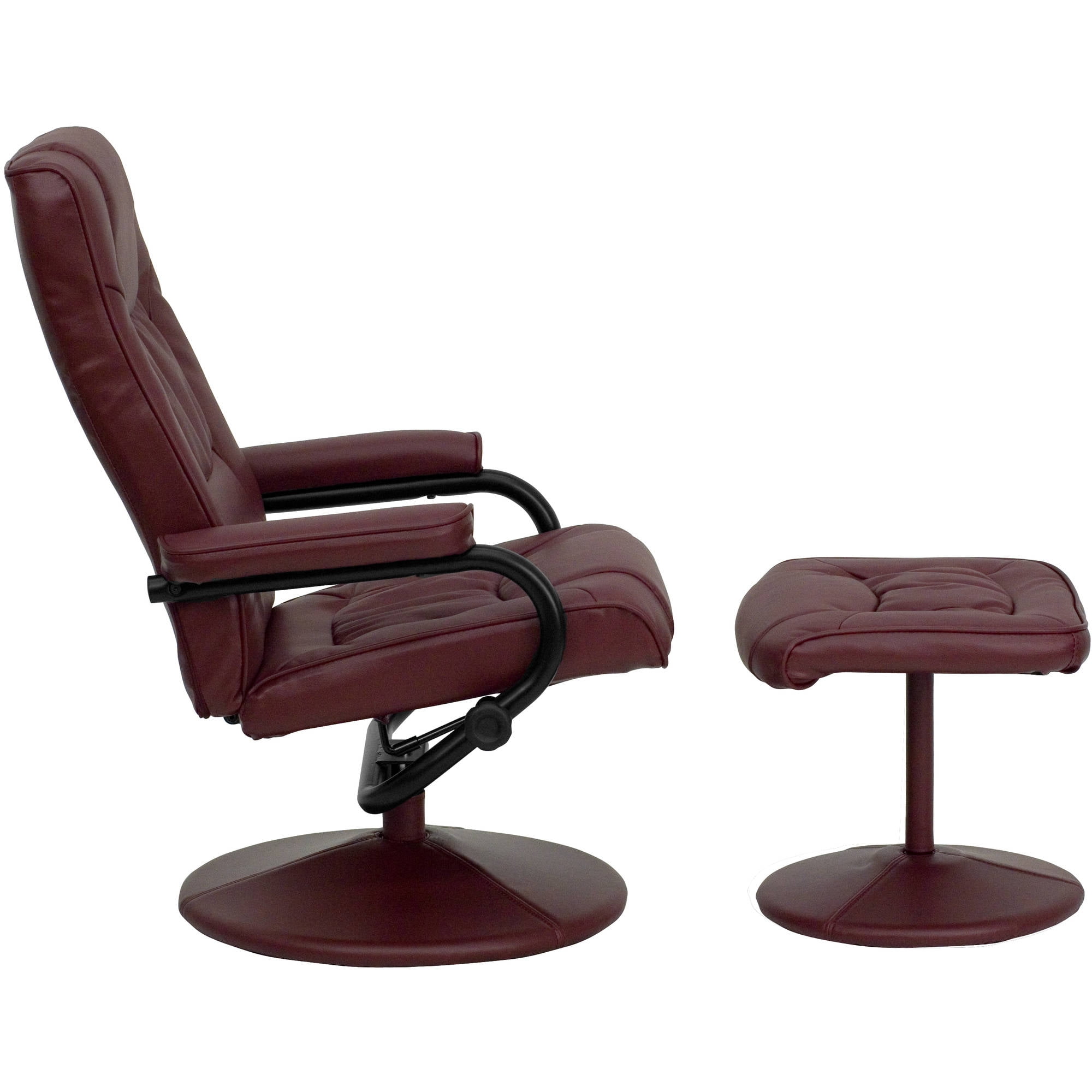 Flash Furniture Contemporary Burdy Leather Recliner And Ottoman Flash Furniture Contemporary Burdy Leather Recliner And Ottoman With Wrapped Base Com
