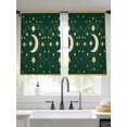thumbnail image 2 of Star Moon Sheer Curtains 2 Panels Set Retro Gorgeous Gold Polka Dots Stars Moon Dark Green Sheer Window Curtains Light Filtering Rod Pocket Voile Drapes for Bedroom Living Room 52"x45", 2 of 8